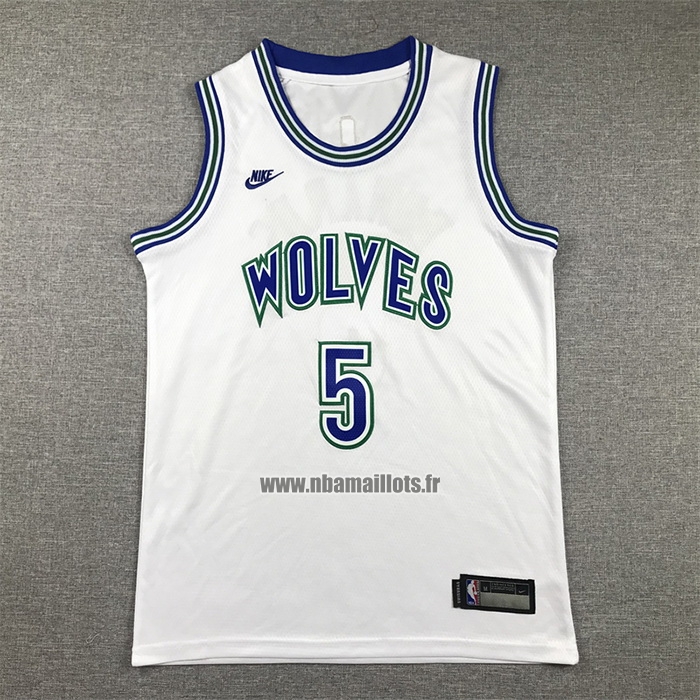 Maillot Enfant Minnesota Timberwolves Anthony Edwards NO 5 Classic 2023-24 Blanc